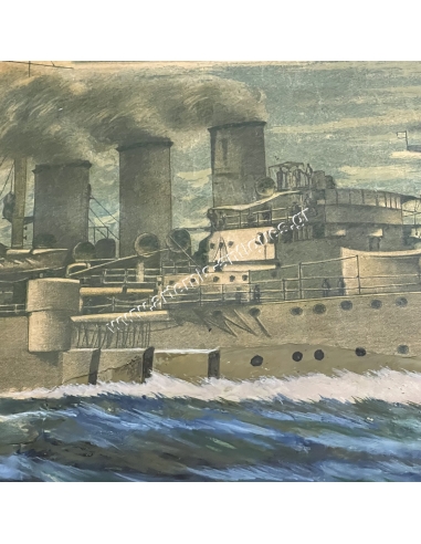 Our First Sea Colossus, the New Battleship "Averof", Chromolithograph