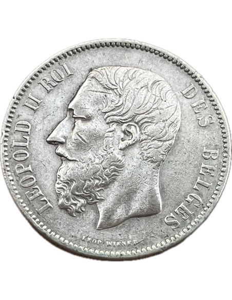 5 Francs 1873 Leopold II Small Head Βέλγιο