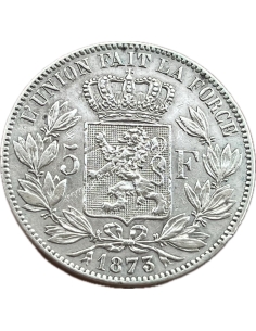 5 Francs 1873 Leopold II Small Head Βέλγιο 2