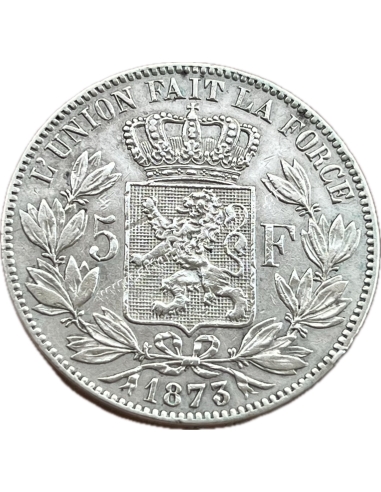 5 Francs 1873 Leopold II Small Head Belgium