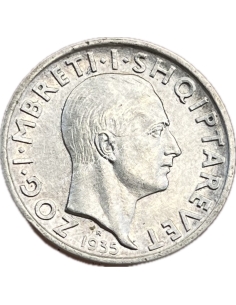 1 Frang 1935 R Zog I Albania AU-UNC