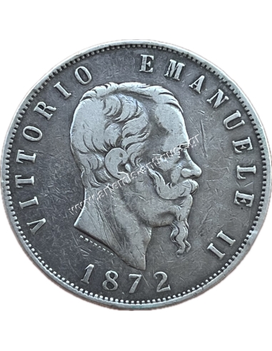 5 Lire 1872 M BN Vittorio Emanuele II Ιταλία