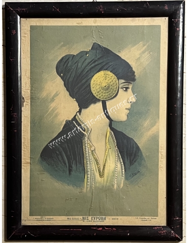 Miss Greece - Miss Europe - 1930 - Miss Aliki Diplarakou, Chromolithograph by Sotiris Christidis