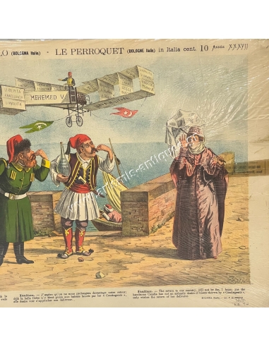 Le Perroquet 13 Ιουνίου 1909, Augusto Grossi Σατυρική Λιθογραφία, Κρήτη