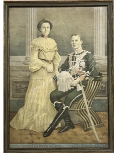 Prince Andrew of Greece and Princess Alice of Battenberg, Chromolithograph by S. Christidis 1903