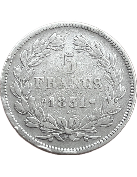 5 Francs 1831 D Louis Philippe France