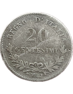 20 Centesimi 1863 M BN Vittorio Emanuele II Ιταλία 2
