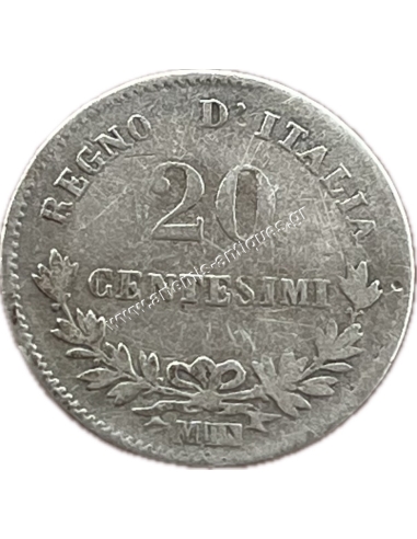 20 Centesimi 1863 M BN Vittorio Emanuele II Ιταλία