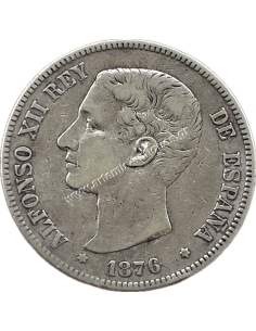 5 Pesetas 1876 (18 76) Alfonso XII Ισπανία