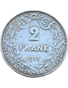 2 Francs 1911 Albert I Dutch Text Βέλγιο 2