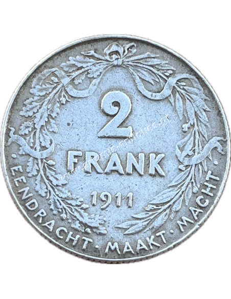 2 Francs 1911 Albert I Dutch Text Belgium