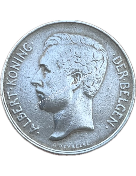 2 Francs 1911 Albert I Dutch Text Belgium