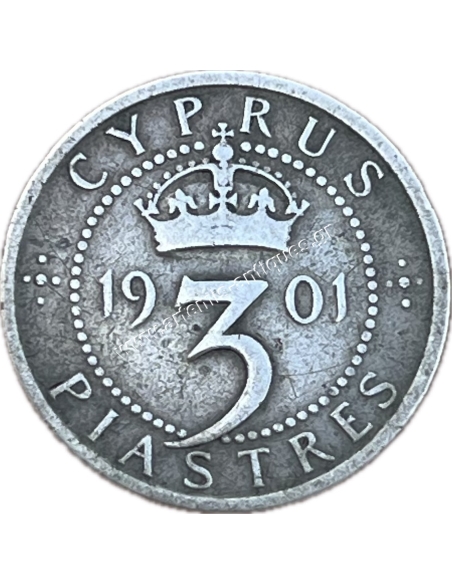 3 Piastres 1901 Victoria Cyprus