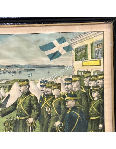 The Surrender of Thessaloniki to the Victorious Constantine in Topsis, Chromolithograph by S. Christidis