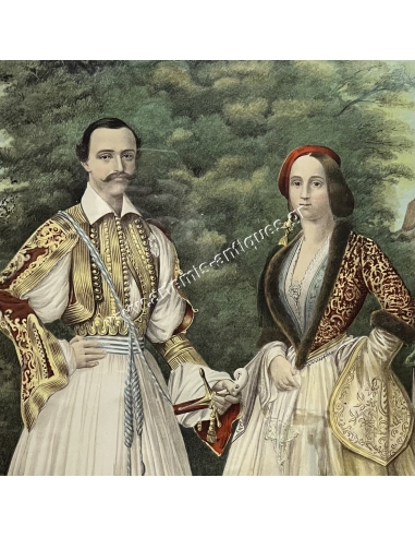 Othon et Amalie, les Premiers Rois de la Gréce, Chromolithography by S.Christidis