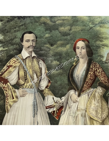 Othon et Amalie, les Premiers Rois de la Gréce, Chromolithography by S.Christidis