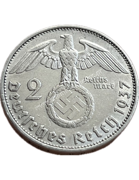 2 Marks 1937 G Paul von Hindenburg Germany