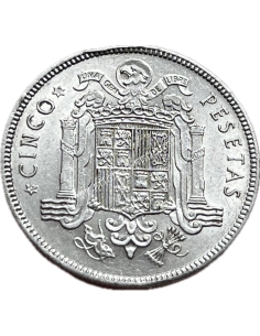 5 Pesetas 1949 19 49 on stars Francisco Franco Ισπανία UNC 2
