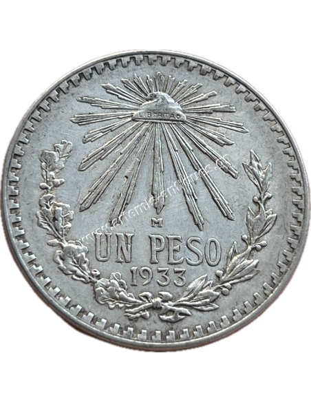 1 Peso 1933 "Fallen Date" Variety Mexico