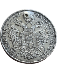 1 Scudo 1837 V Ferdinand I Βασίλειο της Λομβαρδίας Βενετία Ιταλικά Κράτη, με τρύπα 2