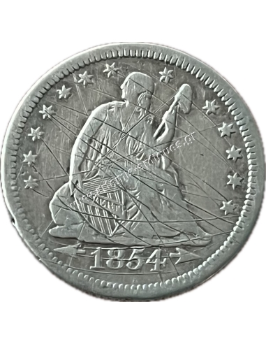 1/4 Dollar 1854 "Normal O" Seated Liberty Quarter