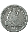 1/4 Dollar 1854 "Normal O" Seated Liberty Quarter