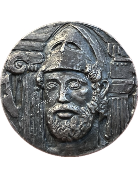 Pericles 495-429 BC, Comeback of Democracy in Greece 24-7-1975, Silver Medal by Parmakelis