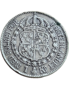 1 Krona 1933 Gustaf V Sweden 2