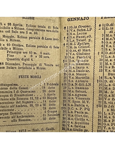 Αλμανάκ του έτους 1874 - 2 Lire Banca Nazionale d'Italia