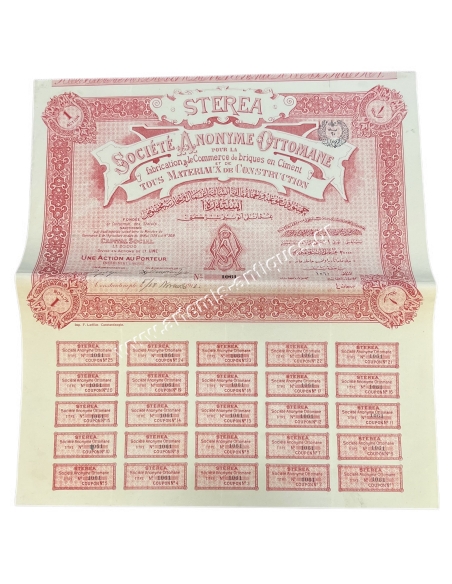 STEREA, Société Anonyme Ottomane, Τιτλος 1 Μετοχής 1913