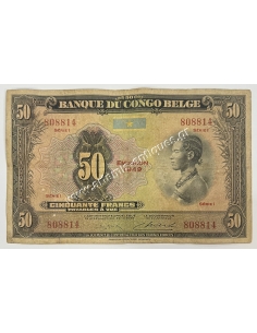 50 Francs 1949 P16g Βελγικό Κονγκό