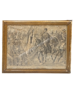 Tsar Alexander II and his wife visit the Camp de Chalons in France in 1867, Lithograph