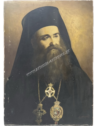 Metropolitan Eustathios, Oil painting by P. Panopoulos