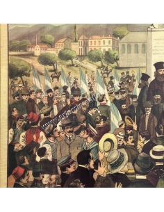 Ο Παπαδράκος ορκίζων τον λαόν υπέρ της ανορθώσεως εις το Πεδίον του Άρεως 1909, Χρωμολιθογραφία 2