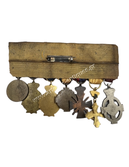 Greek Police Bar of 7 Miniature Medals WWII