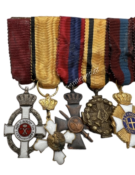 Greek Police Bar of 7 Miniature Medals WWII