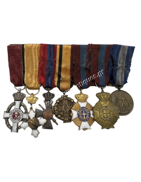 Greek Bar of 7 Miniature Medals WWII