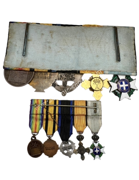 Greek Bars of 5 Medals and 5 Miniature Medals WW1