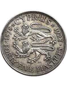 45 Piastres 1928 George V British Rule Cyprus 2