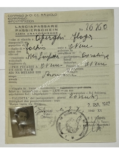 Italian travel permit, German Occupation, Volos 1942