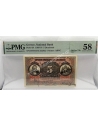 5 Drachmas 1918 Small NEON Signature Kontaxis Hellas 75b PMG 58 Choise About UNC, Extremely Rare