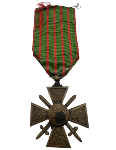 Γαλλικός Πολεμικός Σταύρος 1914 1918 Πρώτου Παγκόσμιου Πολέμου Χάλκινη Δάφνη