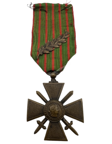 Γαλλικός Πολεμικός Σταύρος 1914 1918 Πρώτου Παγκόσμιου Πολέμου Χάλκινη Δάφνη