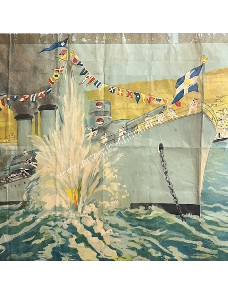 The Torpedoing of Elli : by an Italian Submarine on August 15, 1940 in the Port of Tinos Chromolithograph
