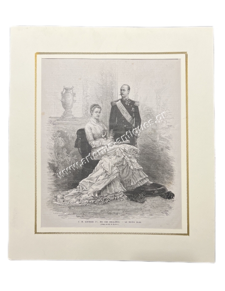 H.M. George I, King of the Hellenes - Queen Olga, Drawing by M. de Haenen