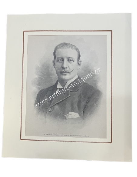 Prince George of Greece, high commissioner of Crete, 1898 engraving
