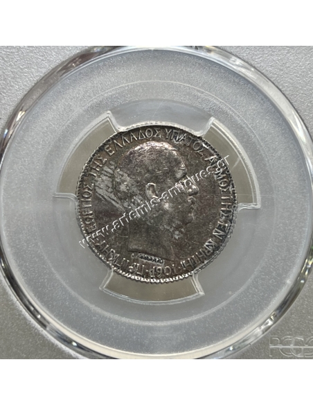 1 Δραχμή 1901 PCGS AU53 Πρίγκηπας Γεώργιος Κρητική Πολιτεία