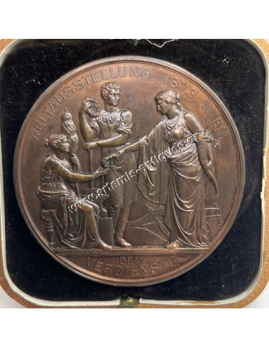 Διεθνής Έκθεση Βιέννης 1873 Franz Joseph I Kaiser, μετάλλιο στο κουτί του