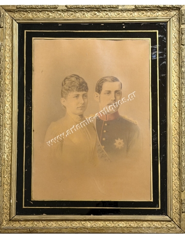 Crown Prince Constantine and Sophia, Chromolithograph