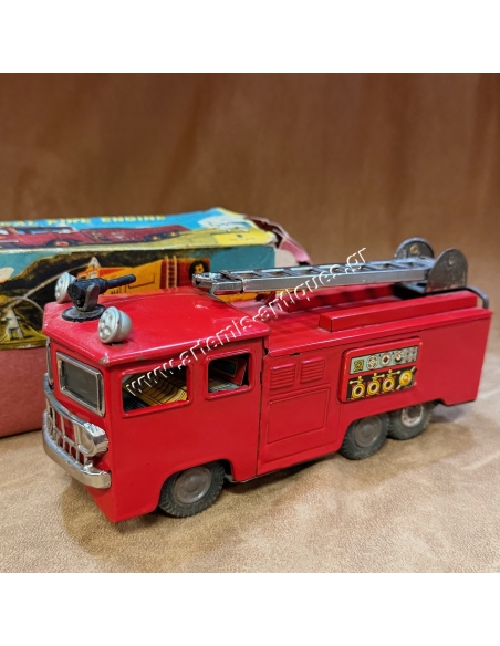 Τσίγκινο παιχνίδι Πυροσβεστικό Φορτηγό, Chemical Fire Engine 540 Friction with bell, κατασκευή Ιαπωνία, στο κουτί του